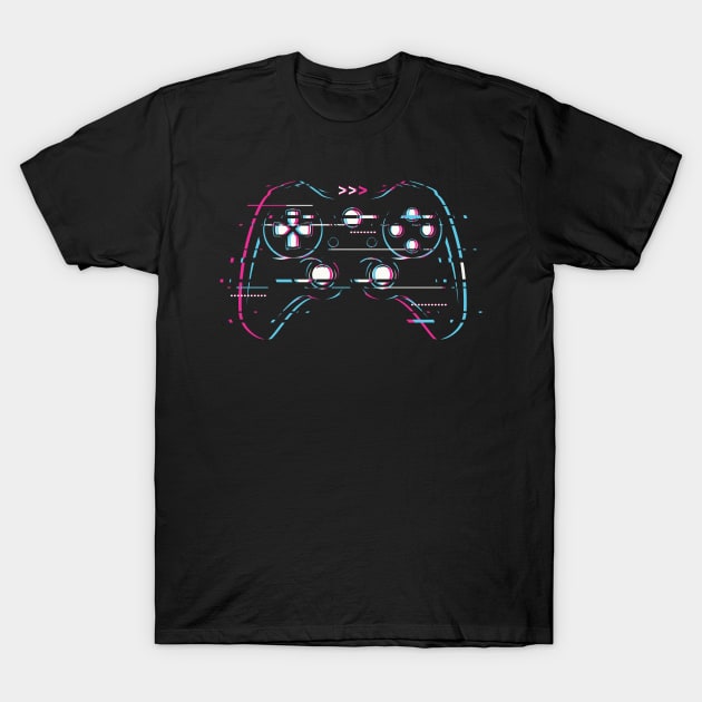 Glitch Gaming Controller T-Shirt by machmigo